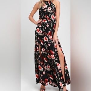 Lulus Black Floral Maxi dress